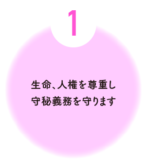 生命、人権を尊重し守秘義務を守ります